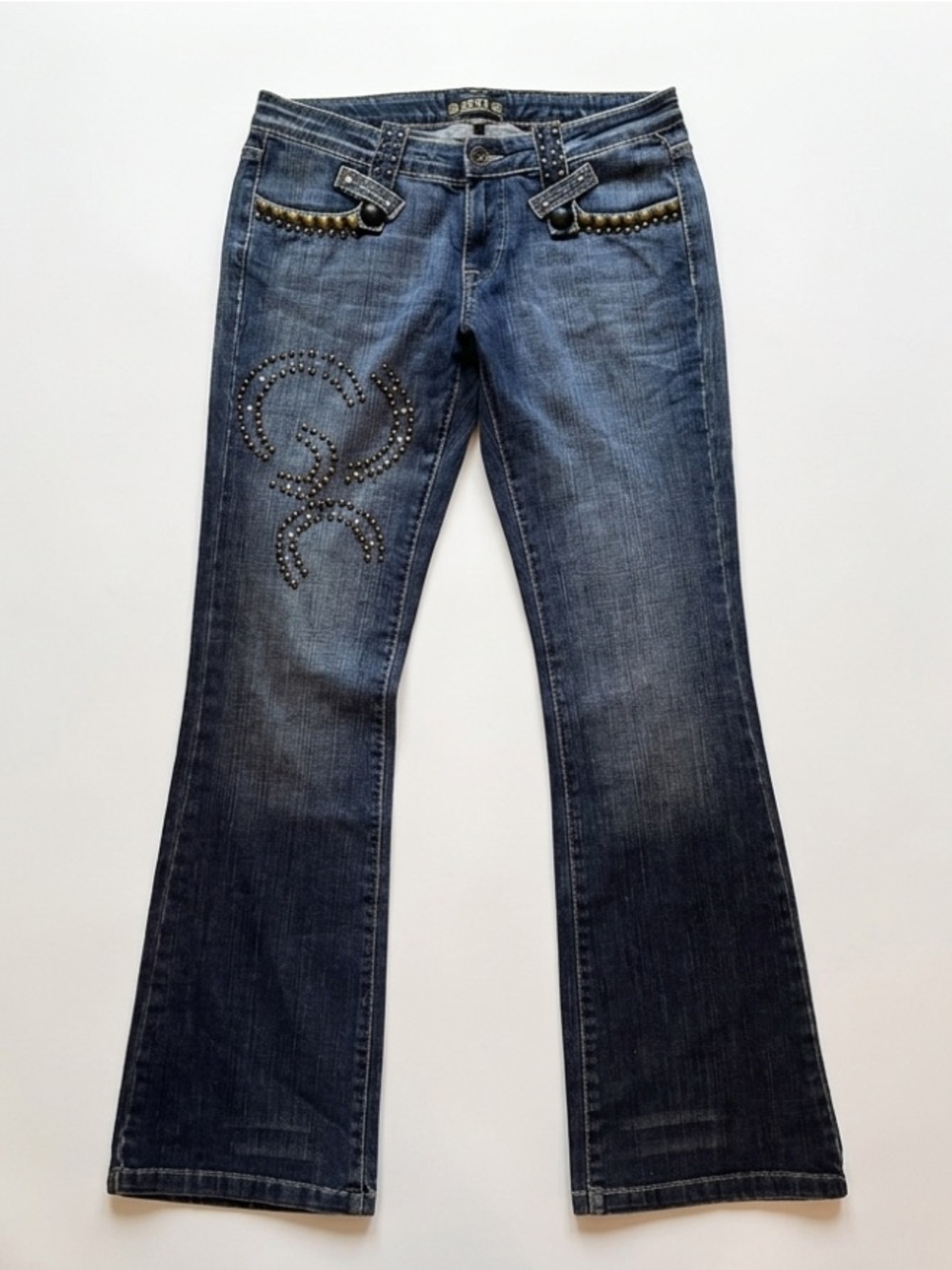 Sam & Lili size L Y2K vintage flare  Wash Women's Stud Embellished Jeans